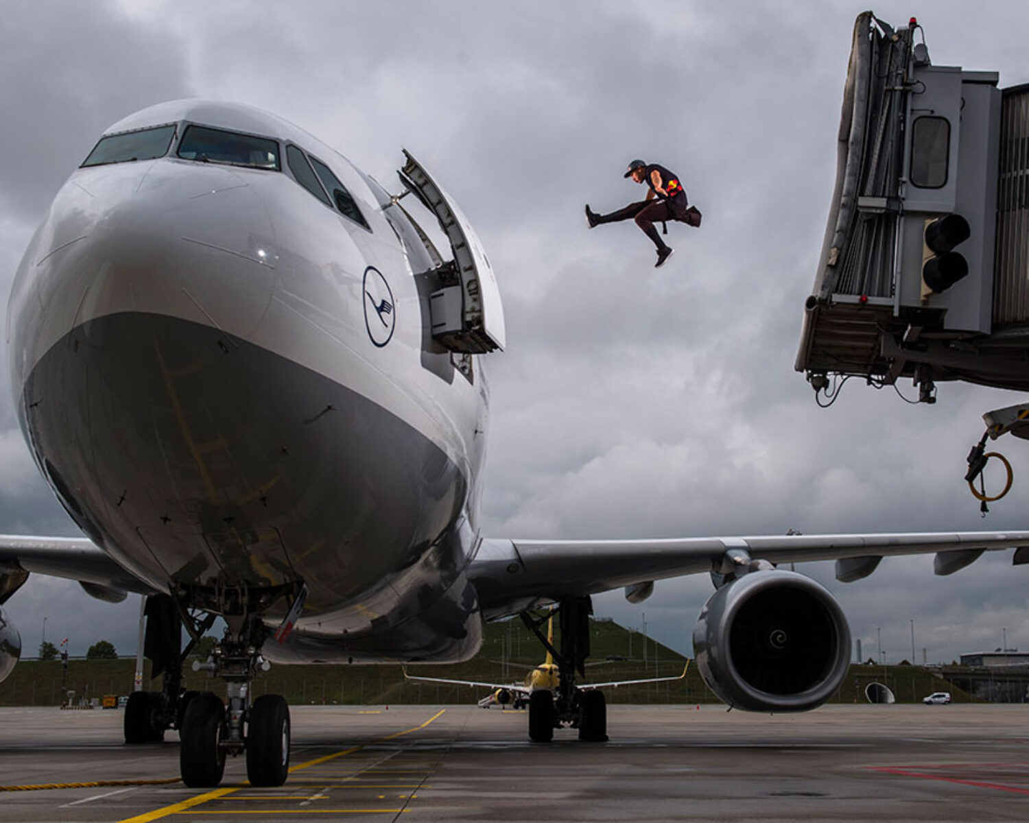 Jason Paul jumping in a Plane