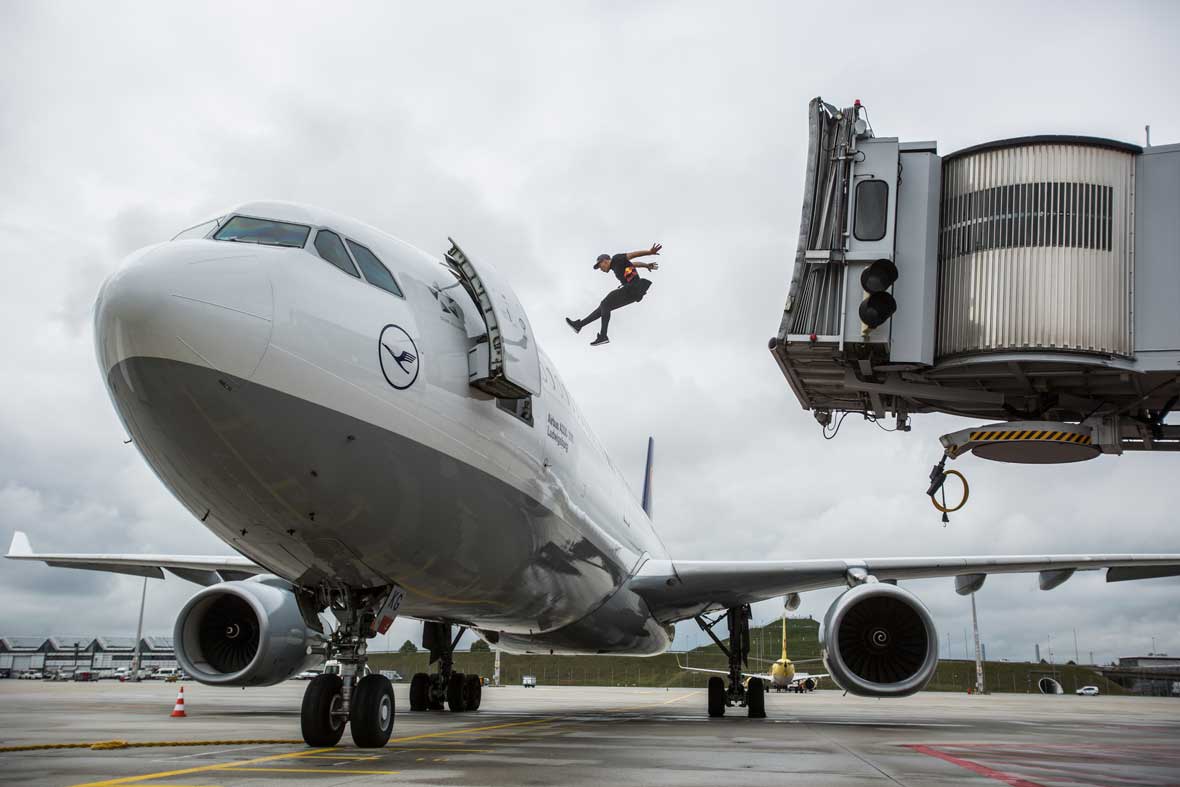 Jason Jumping in Airplane